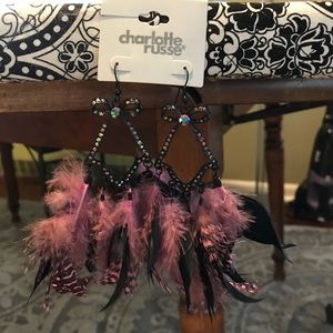 NWT Feather And Bow earrings